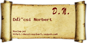 Décsi Norbert névjegykártya